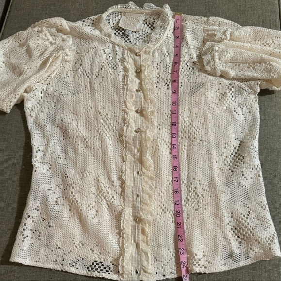 JOHNNY WAS The Classic Betty Blouse Floral Pattern Lace w Cami Cream New W Tags - Picture 13 of 14